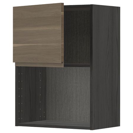 Навесной шкаф для СВЧ-печи, черный/Воксторп грецкий орех 60x80 см IKEA МЕТОД 392.247.87