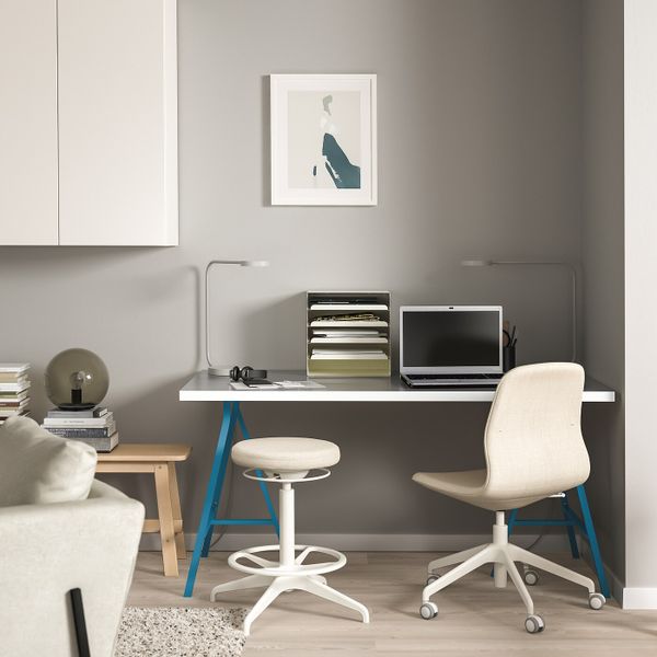 Стол, светло-серый белый, синий 150x75 см IKEA LINNMON ЛИННМОН / LERBERG ЛЕРБЕРГ 293.310.14 - схема-чертеж с размерами