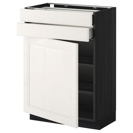 Напольный шкаф с дверцей, 2 ящиками МЕТОД / МАКСИМЕРА, черный, Лаксарби белый