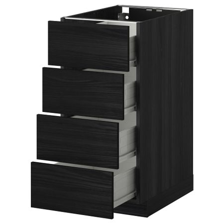 Напольный шкаф 4 фронтальных панели, 4 ящика МЕТОД / ФОРВАРА, черный, Тингсрид черный