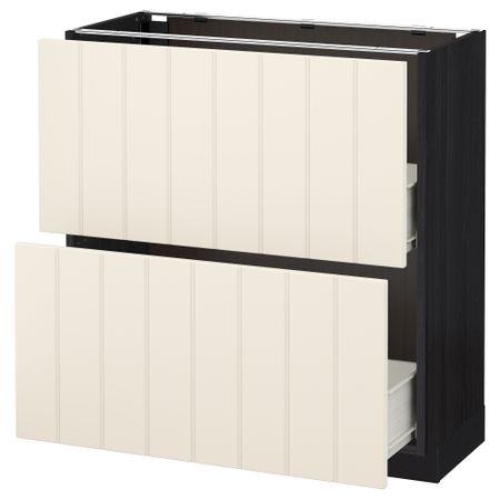 Напольный шкаф с 2 ящиками МЕТОД / ФОРВАРА, черный, Хитарп белый с оттенком