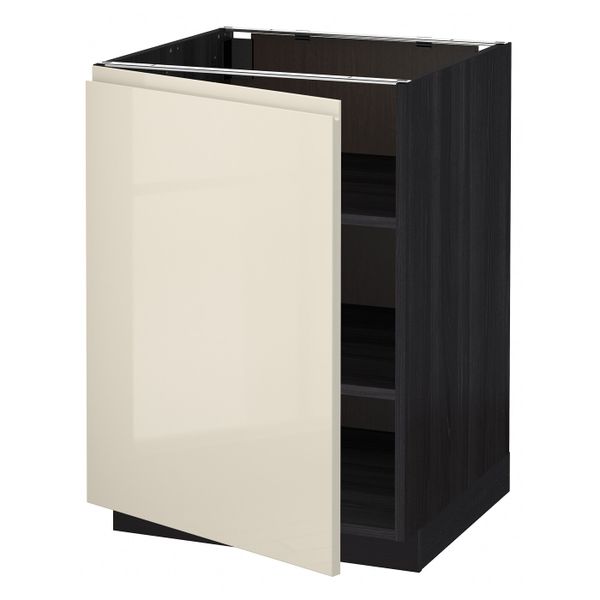 Напольный шкаф с полками, черный, Воксторп глянцевый светло-бежевый 60x60 см IKEA МЕТОД 992.245.53 - схема-чертеж с размерами