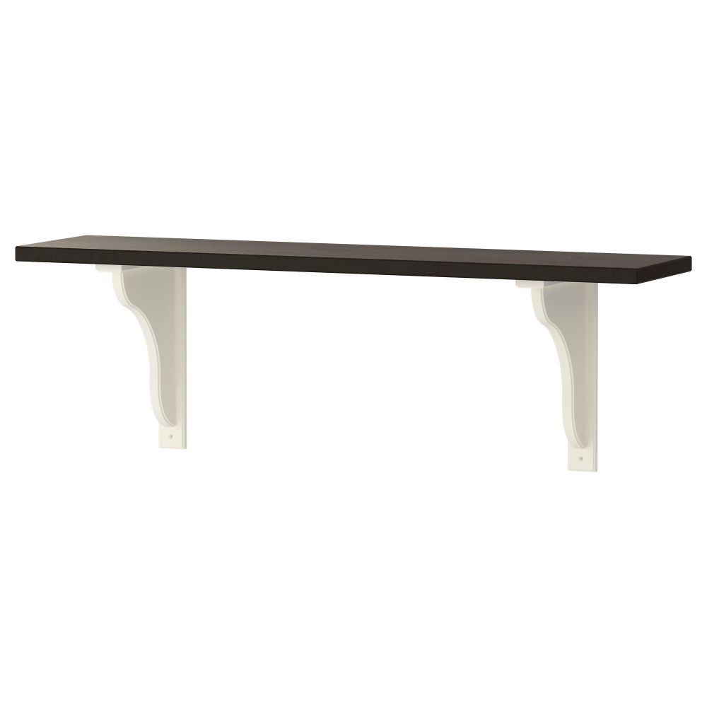 Полка навесная ЭКБИ ХЕМНЭС / ЭКБИ ХЕНСВИК, черно-коричневый, белый (79x19 см) - схема-чертеж с размерами