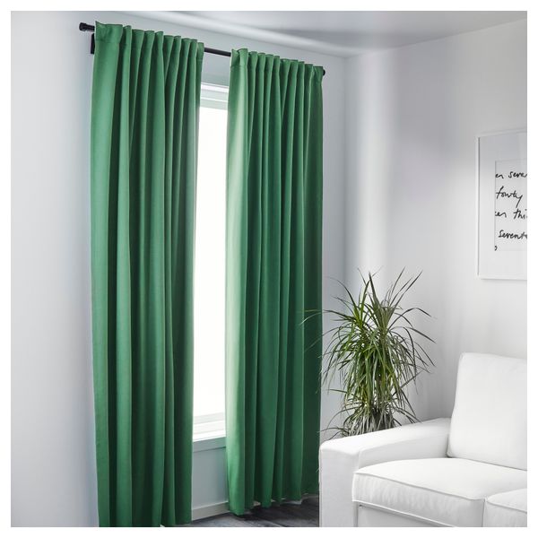 Гардины, блокирующие свет, 1 пара ВЕРНА, зеленый (145x300 см) - фото 2