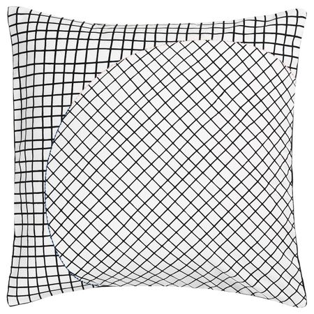 Чехол на подушку, ручная работа белый, черный 50x50 см IKEA ХАНТВЕРК 104.499.52