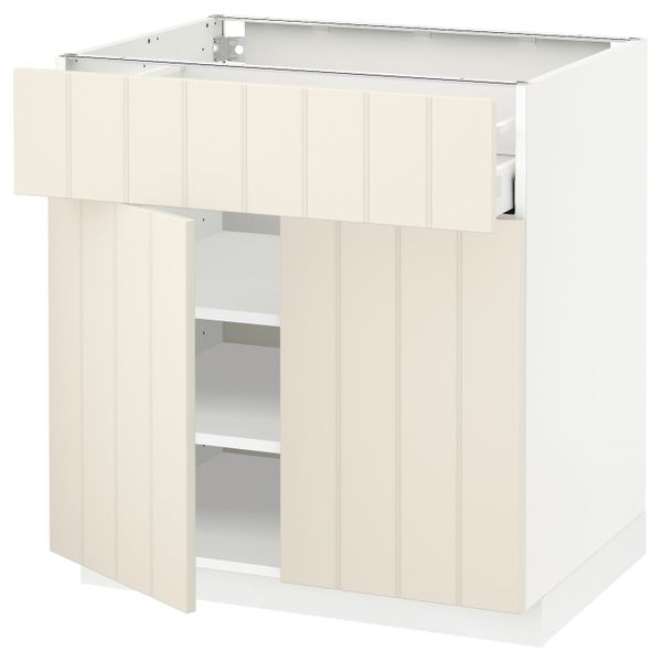 Напольный шкаф + ящик/2дверцы, белый/Хитарп белый с оттенком 80x60 см IKEA METOD МЕТОД / MAXIMERA МАКСИМЕРА 292.306.80 - схема-чертеж с размерами