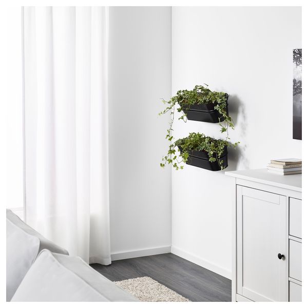 Ящик для цветов с держателем СКУРАР, д/дома/улицы, черный (51x19 см) - фото 2