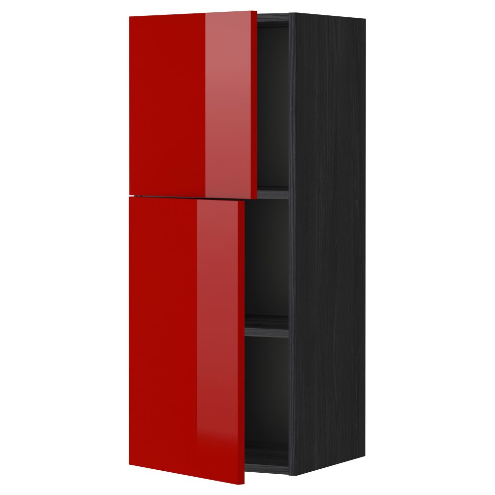 Навесной шкаф с полками, 2 дверцы МЕТОД, черный, Рингульт красный - схема-чертеж с размерами