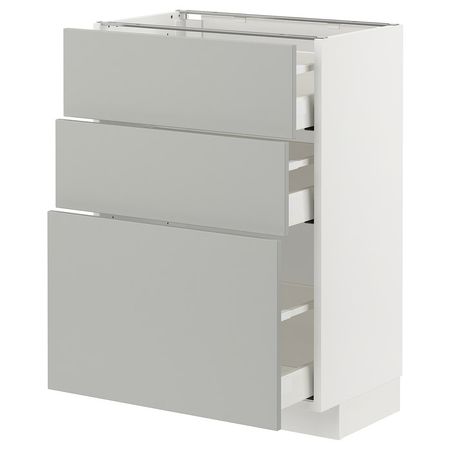 METOD / MAXIMERA Напольный шкаф с 3 ящиками - белый/Havstorp светло-серый 60x37 см