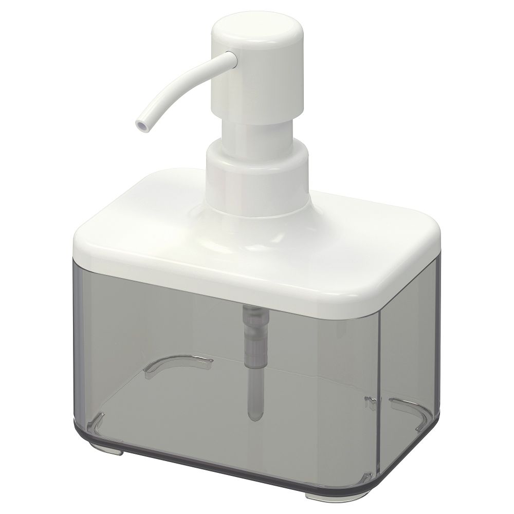 Дозатор для жидкого мыла БРОГРУНД, прозрачный серый, белый - фото 1