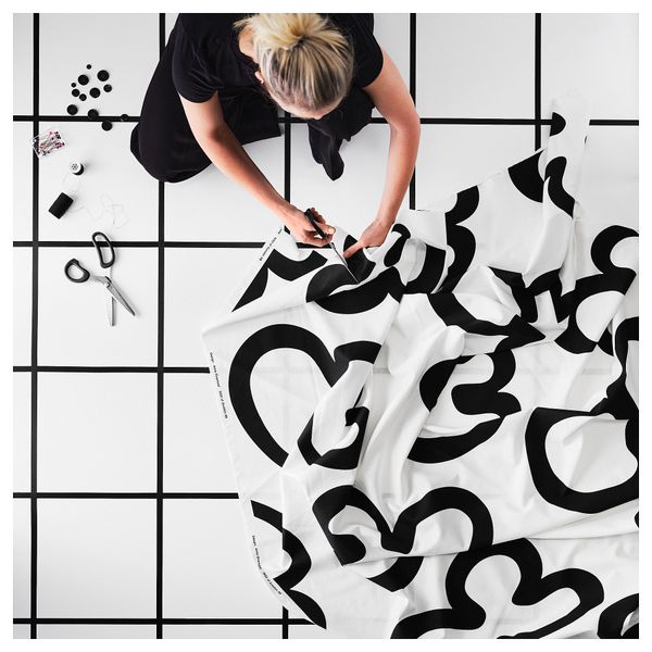 Отрез ткани, белый, черный, 150x300 см IKEA KLIPPBRÄCKA РЭККА 805.837.63 - фото 2