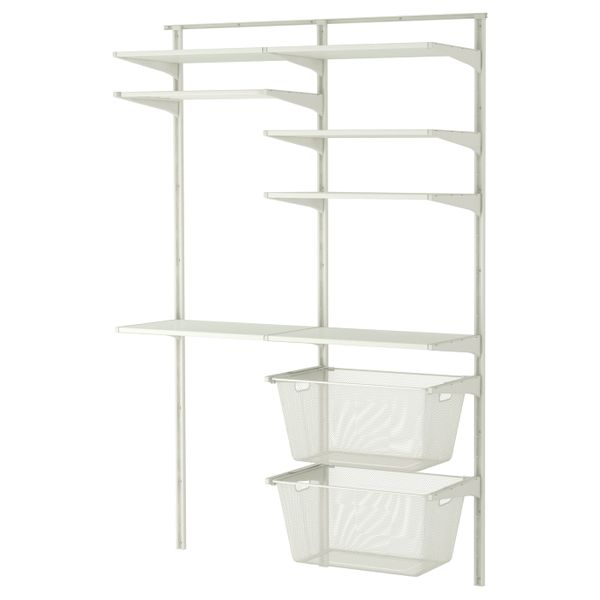 Настенная шина, полки/сушилка, белый, 132x41x199 см IKEA АЛЬГОТ 492.765.30 - фото 2