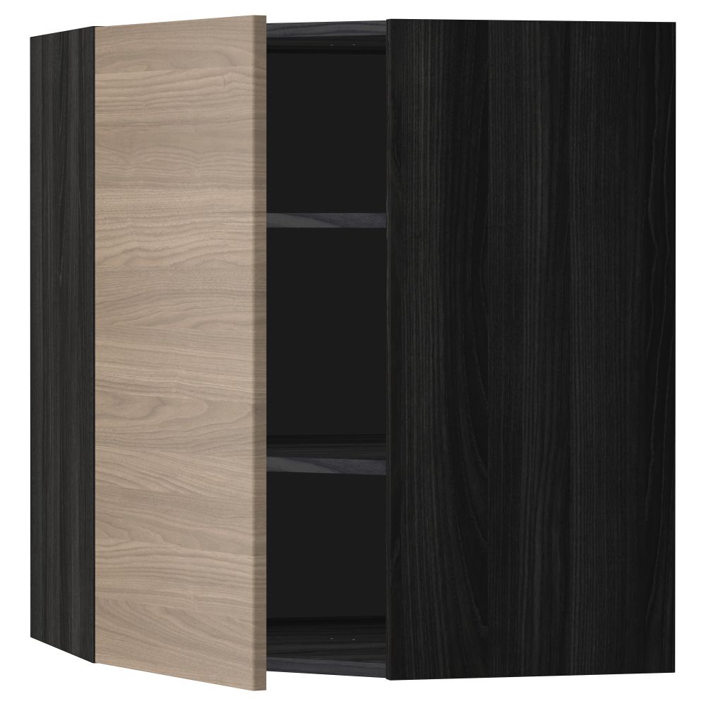 Угловой навесной шкаф с полками, 68x80 см, черный, Brokhult светло-серый IKEA METOD МЕТОД 899.185.92 - фото 1