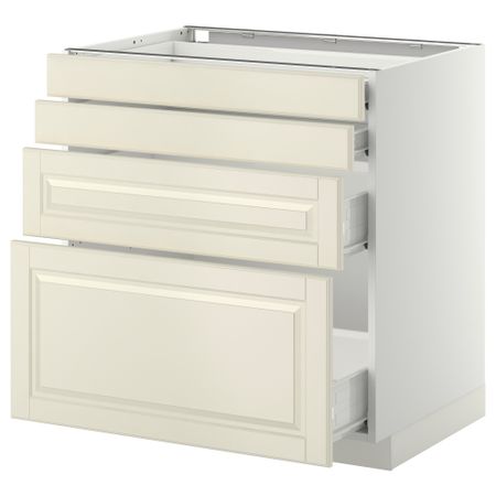 Напольный шкаф 4 фронтальных панели, 4 ящика МЕТОД / ФОРВАРА, белый, Будбин белый с оттенком