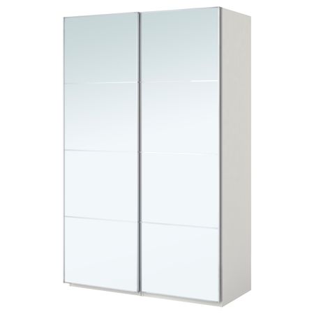 Гардероб, белый, Аули зеркальное стекло 150x44x201 см IKEA ПАКС 693.057.39