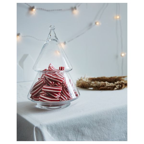 Сервировочная миска с крышкой, прозрачное стекло, 16 см IKEA ВИНТЕРФЕСТ 604.338.21 - схема-чертеж с размерами