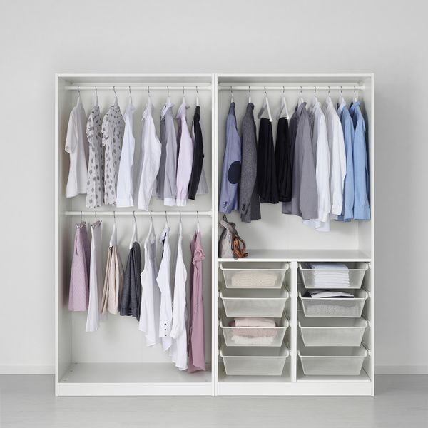 Гардероб, белый, белый, 200x60x201 см IKEA PAX ПАКС, TYSSEDAL ТИССЕДАЛЬ 491.275.64 - схема-чертеж с размерами