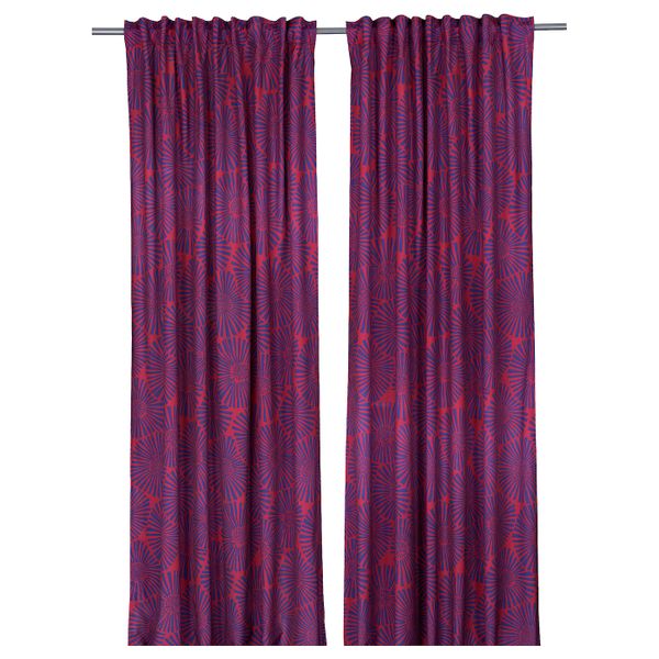 Гардины, 2 шт., красный 145x300 см IKEA STJÄRNTULPAN СТЭРНТЮЛЬПАН 204.696.52 - фото 1