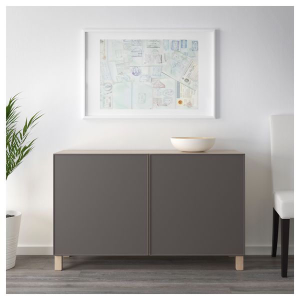 Комбинация для хранения с дверцами БЕСТО, под беленый дуб, Грундсвикен темно-серый - схема-чертеж с размерами