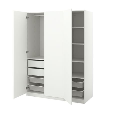 Гардероб, комбинация, белый, белый, 150x60x201 см IKEA PAX ПАКС, VIKANES 195.153.63