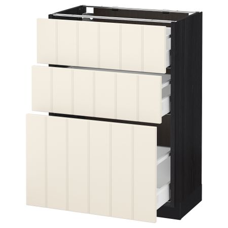 Напольный шкаф с 3 ящиками МЕТОД / МАКСИМЕРА, черный, Хитарп белый с оттенком
