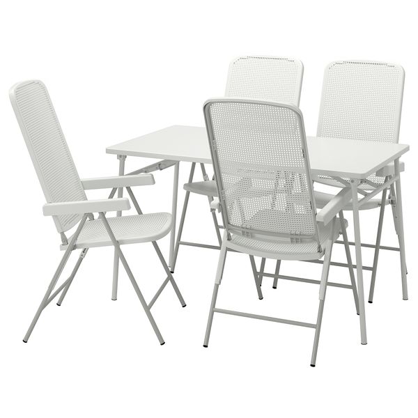 Стол + 4 кресла, для сада, белый, белый, серый, 130 см IKEA TORPARÖ ТОРПАРЁ 294.948.69 - фото 1
