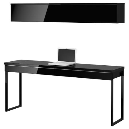 Стол, комбинация БЕСТО БУРС, глянцевый черный (180x40 см)