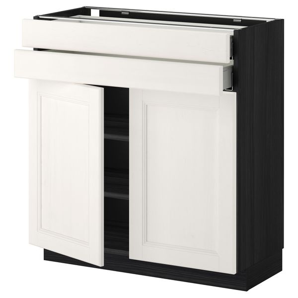 Напольный шкаф, 2 дверцы, 2 ящика МЕТОД / МАКСИМЕРА, черный, Лаксарби белый - фото 1