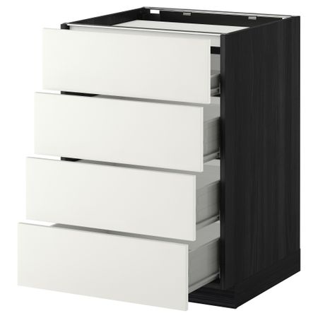 Напольный шкаф, 4 фронтальных панели, 4 ящика МЕТОД / ФОРВАРА, черный, Хэггеби белый