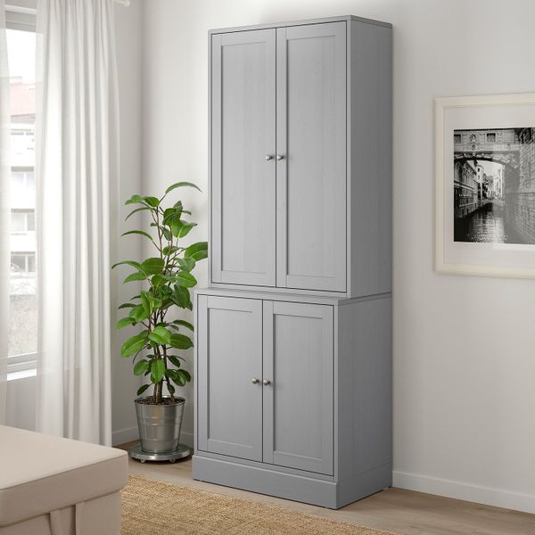 Комбинация для хранения с дверцами, серый 81x47x212 см IKEA HAVSTA ХАВСТА 592.659.89 - фото 2