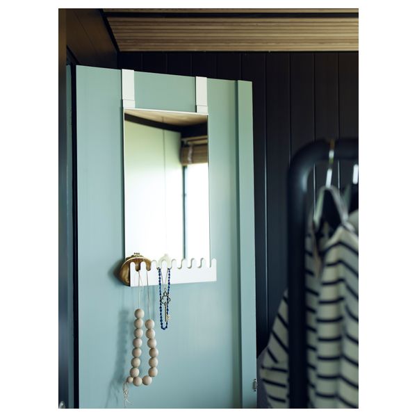 Надверное зеркало с крючками и полкой ГАРНЕС, белый надверное (38x83 см) - фото 4