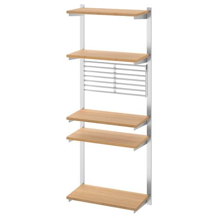Накладная шина/полка/решетка, нержавеющая сталь/бамбук IKEA KUNGSFORS КУНГСФОРС 593.084.27