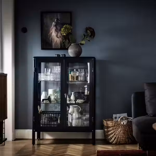 FABRIKÖR Шкаф-витрина - черно-синий 81x113 см - фото 4