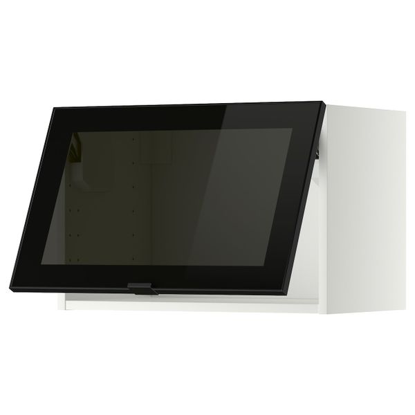 Горизонтальный навесная шкаф со стеклянной дверью, белый/Ютис дымчатое стекло 60x40 см IKEA МЕТОД 293.305.85 - схема-чертеж с размерами