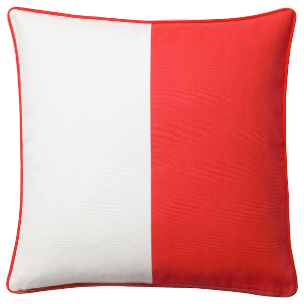 Чехол на подушку, красный, белый 50x50 см IKEA МАЛИНМАРИА 804.262.59 - фото 1