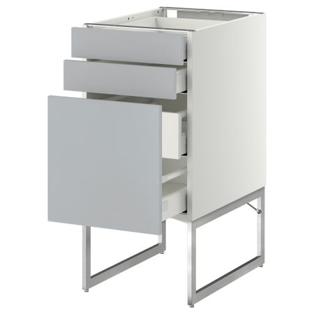 Напольный шкаф 3 фронтальных панели, 2 нижних, 2 средних ящика МЕТОД / МАКСИМЕРА, белый, Веддинге серый