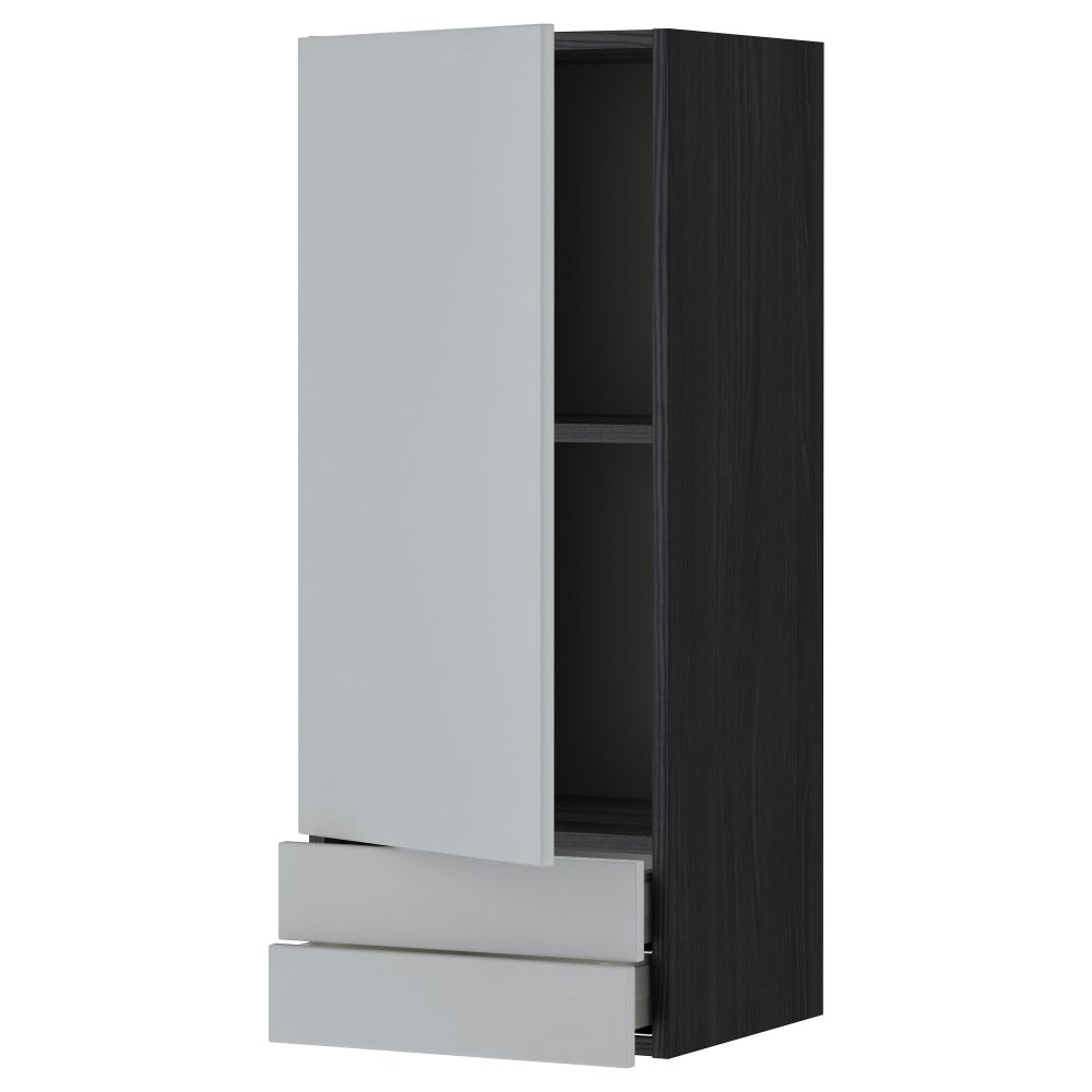 Навесной шкаф с дверцей, 2 ящика МЕТОД / МАКСИМЕРА, черный, Веддинге серый - фото 1