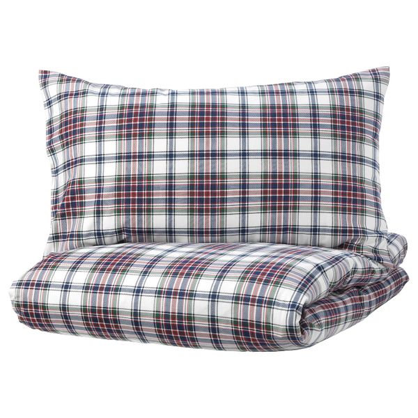 Пододеяльник и 2 наволочки, разноцветный/клетка 200x200/50x70 см IKEA MOSSRUTA МОССРУТА 204.125.71 - фото 1