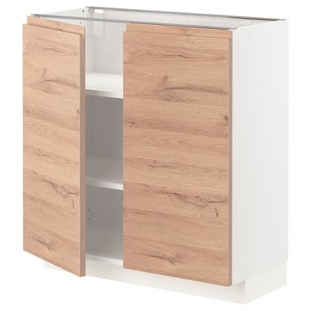 Напольный шкаф с полками/2дверцами, белый/Воксторп под дуб 80x37 см IKEA METOD МЕТОД 994.141.62
