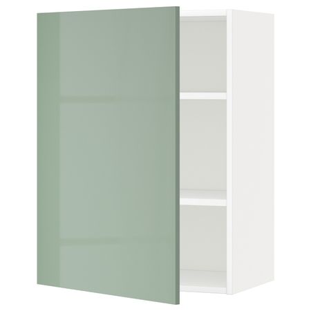 Шкаф навесной с полкой, белый, Калларп светло-зеленый, 60x80 см IKEA МЕТОД 992.455.17