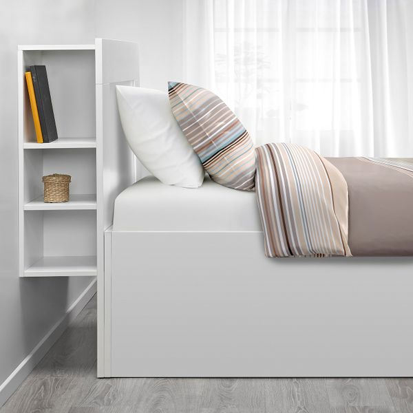 Кровать с подъемным механизмом, белый 140x200 см IKEA BRIMNES БРИМНЭС 593.988.90 - фото 2