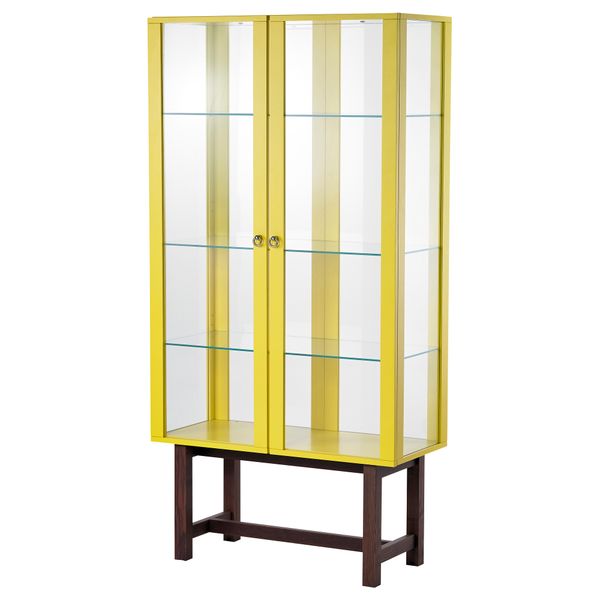Шкаф со стеклянными дверями СТОКГОЛЬМ, желтый (90x180 см) - фото 1
