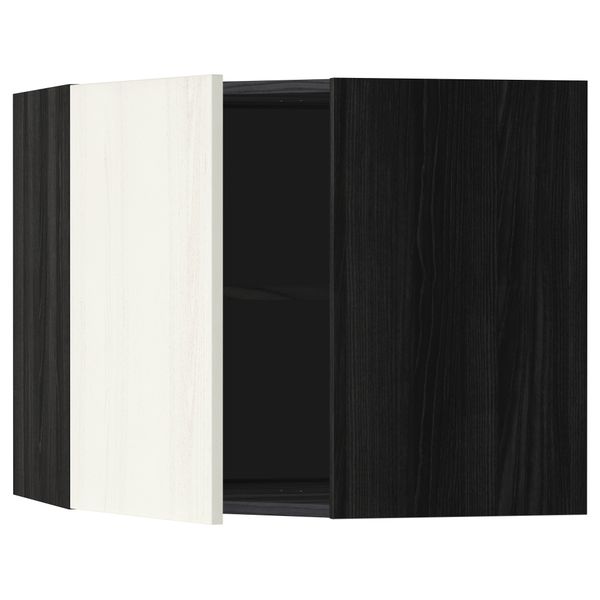 Угловой навесной шкаф с полками МЕТОД, черный, Росдаль белый - схема-чертеж с размерами