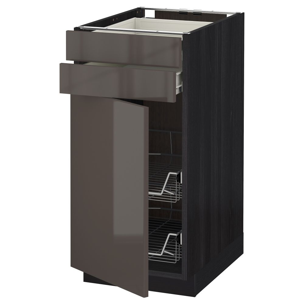 Напольный шкаф, дверца, 2 ящика, проволочных корзин МЕТОД / ФОРВАРА, черный, Рингульт серый - схема-чертеж с размерами