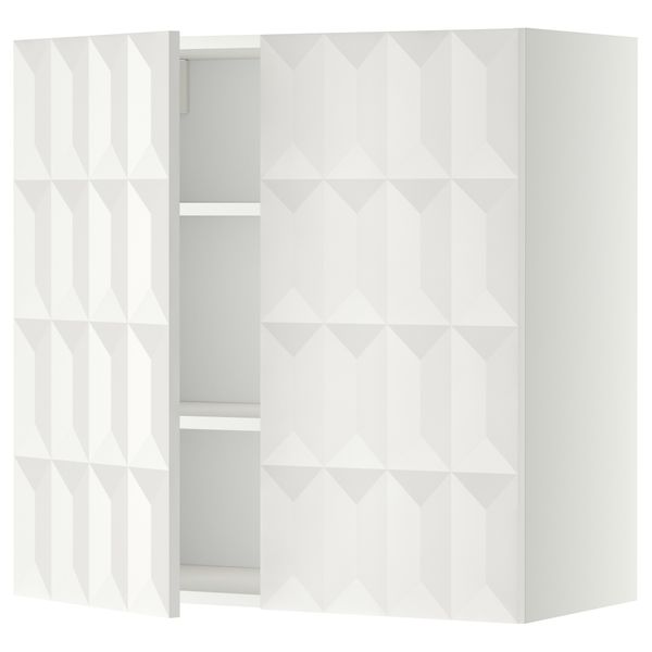 Навесной шкаф с полками, 2 дверцы МЕТОД, белый, Гэррестад белый - схема-чертеж с размерами