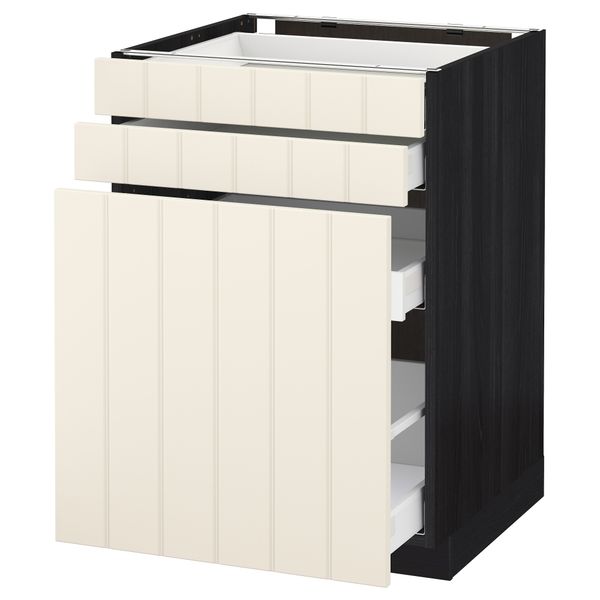 Напольный шкаф с выдвижными модулями, 2 фронтальные панели МЕТОД / МАКСИМЕРА, черный, Хитарп белый с оттенком - схема-чертеж с размерами