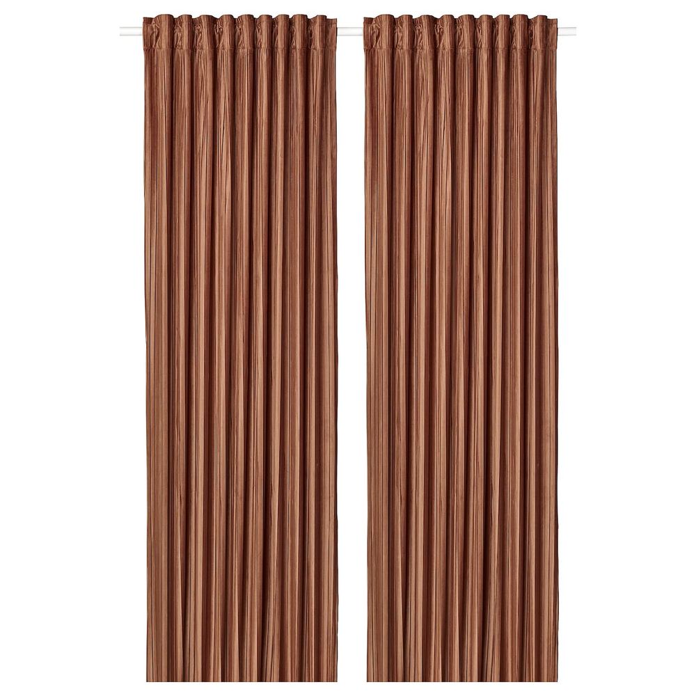 Затемняющие гардины, 2 шт., коричневый 145x300 см IKEA ELDTORN ЭЛЬДТОРН 004.881.09 - фото 1