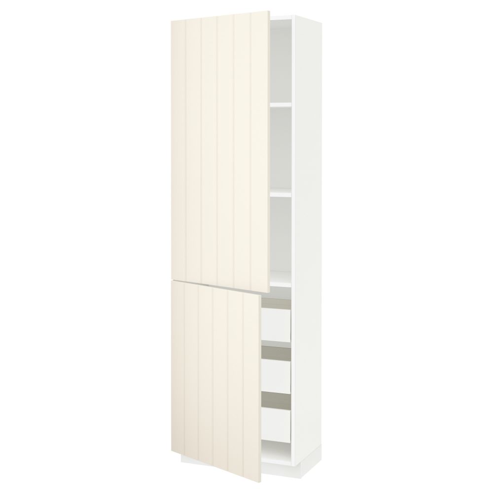 Высокий шкаф + полки, 3 ящика, 2 дверцы МЕТОД / ФОРВАРА, белый, Хитарп белый с оттенком - схема-чертеж с размерами