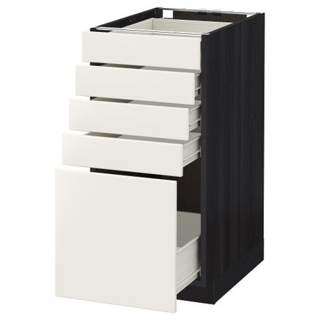 Напольный шкаф с 5 ящиками МЕТОД / ФОРВАРА, черный, Веддинге белый