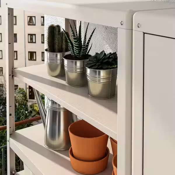 KOLBJÖRN Стеллаж с 2 шкафчиками - бежевый 161x37x161 см - фото 5